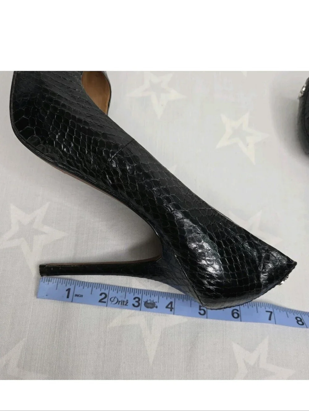 COACH Kristina Q3013 Black Snake Embossed Leather Platform Stiletto Pumps 9B